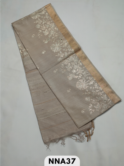 Pure tussar silk with pitta work embroidery saree