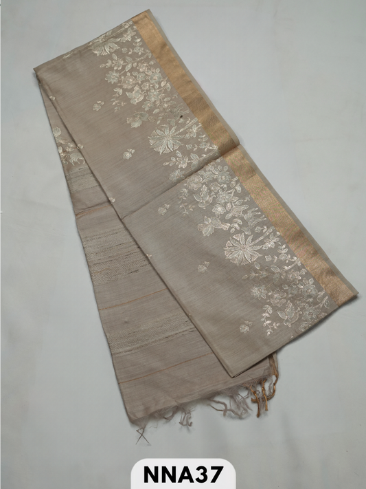 Pure tussar silk with pitta work embroidery saree