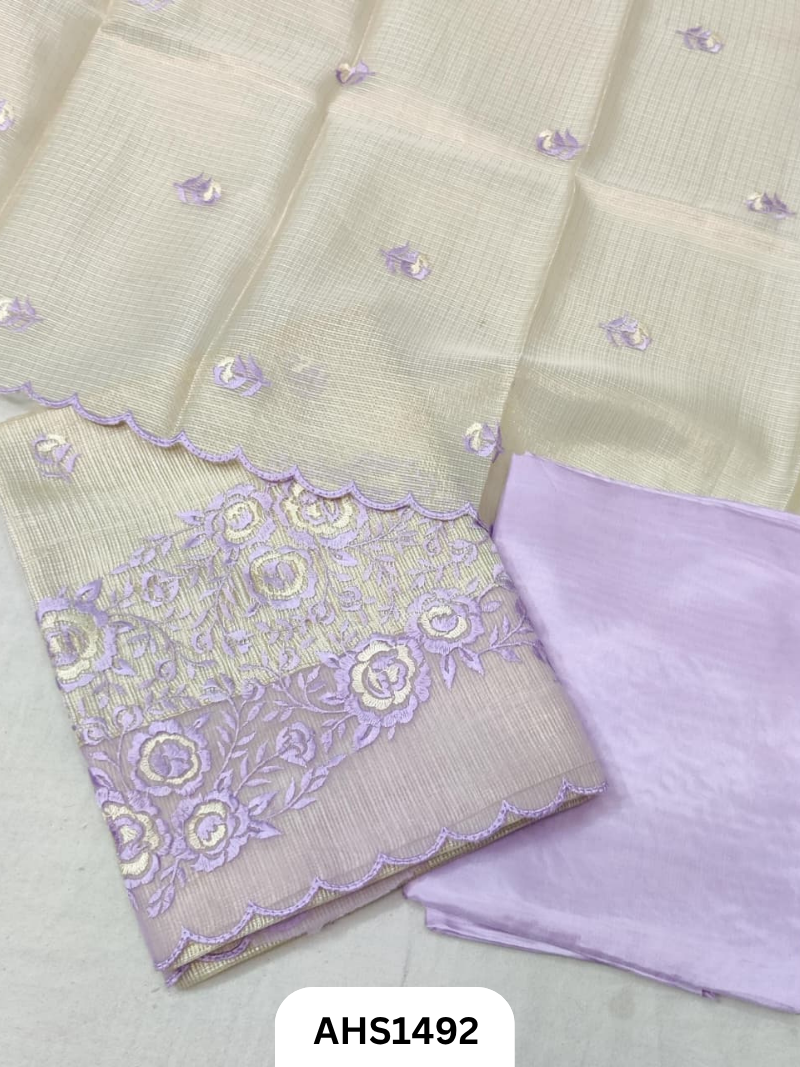 Applique Work Soft Silk Tissue Kota & Dupatta - Top 2.5Mtr & Dupatta 2.5Mtr