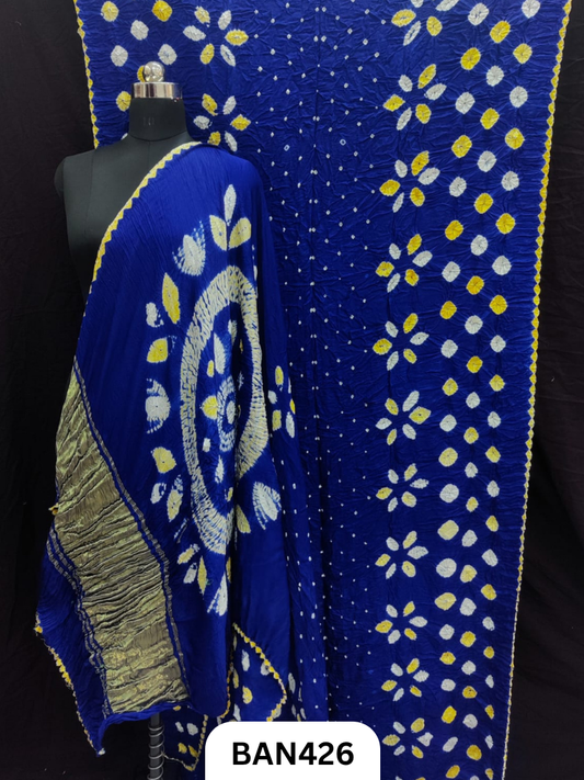 Semi Gaji Silk Tissue Pallu Shibori Pallu Shibori Border Bandhej Saree