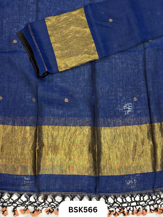 Handloom Pure Linen Pulka With Tissue Pallu Salwar Suit