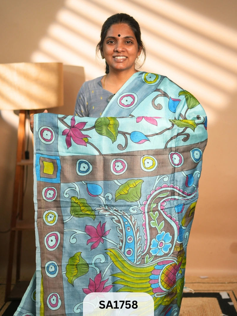 MURSHIDABAD SILK SAREE HAND PAINTED