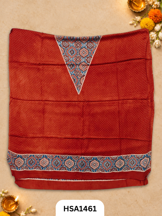 Ajrakh Hand Block Kuchh Printed Kaftan | Dress Material