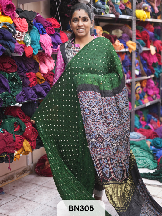 MODAL GAJI - AJRAKH BANDHINI SAREE