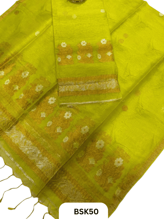 Premium Pure Handloom Linen Silk Salwar  Top 2.7 mtr  Duppata 2.5 mtr