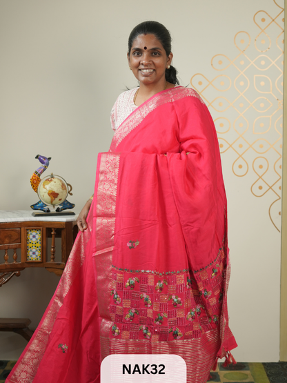 VISCOSE HAND EMBROIDERED SAREE