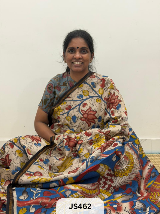 KALAMKARI X CHANDERI SILK FUSION SAREE