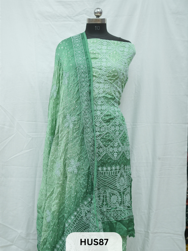 LUCKNOWI CHIKANKARI -3 PCS SALWAR SUIT - MODAL