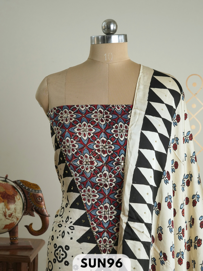 Modal Ajrakh Handblock mirror work 2 Pcs Suits