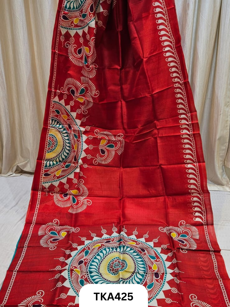 Murshidabad Silk Hand Painted Saree