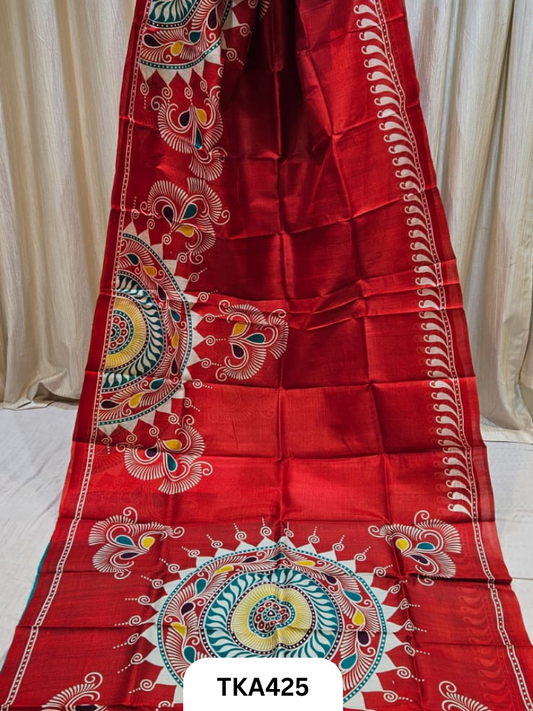 Murshidabad Silk Hand Painted Saree