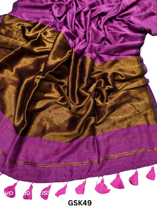 Plain Modal Tissue Saree With Blouse piece