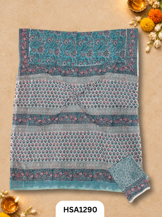 Hand block printed  Hand tye-dye  Lahriya Saree