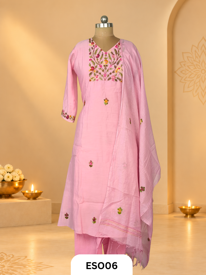 Premium Mulchanderi Hand Embroidery 3 Pcs salwar set