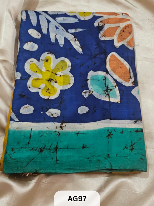 MURSHIDABAD HAND BATIK PAINTED SILK SAREE