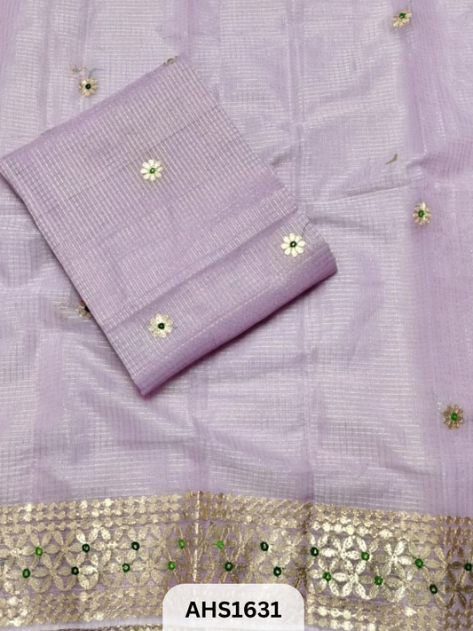 Kota Doria Check Gotta Patti Work Dress Material  - Top and Duptta 2.5mt