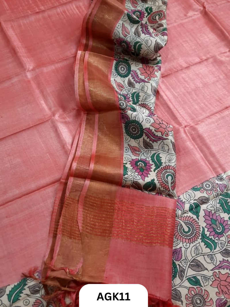 Silk Mark Certified Tussar Salwar Set with Hand Block Print
