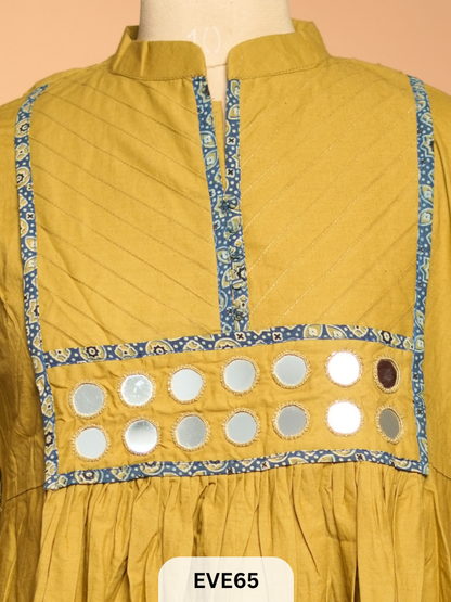 COTTON KURTI WITH MIRROR WORK