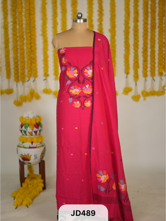COTTON JAMDHANI TOP WITH DUPATTA