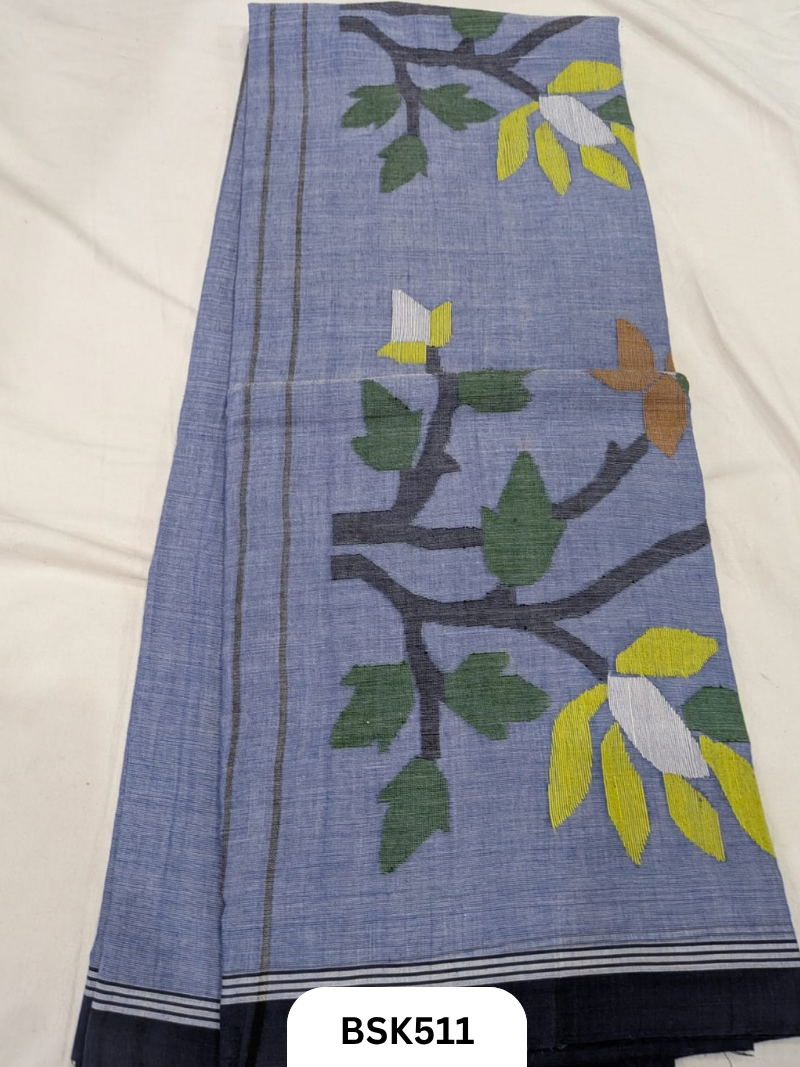 Handloom Pure Mul Cotton With Jamdhani Weave Saree