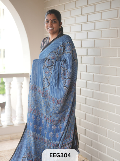 AJRAKH CHINON SAREE