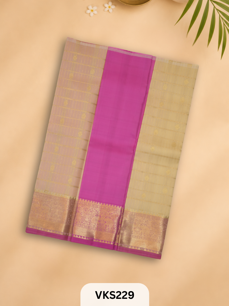 PURE KANCHIPURAM PATTU PAVADAI SET 1 - 2 YEAR