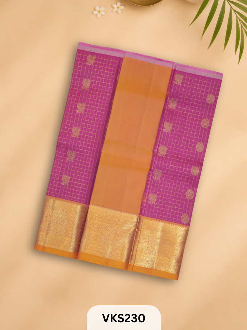 PURE KANCHIPURAM PATTU PAVADAI SET 1 - 2 YEAR