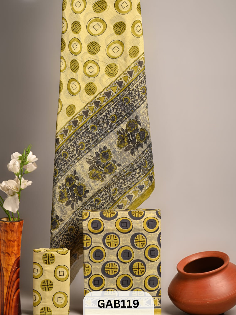 BEAUTIFUL HANDBLOCK COTTON SUITS WITH MULMUL COTTON DUPATTA