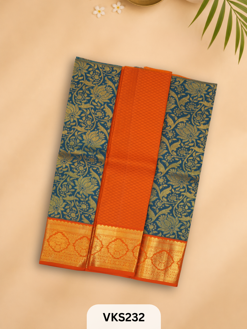 PURE KANCHIPURAM PATTU PAVADAI SET 1 - 2 YEAR