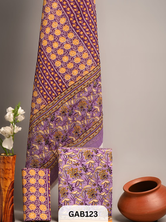 BEAUTIFUL HANDBLOCK COTTON SUITS WITH MULMUL COTTON DUPATTA