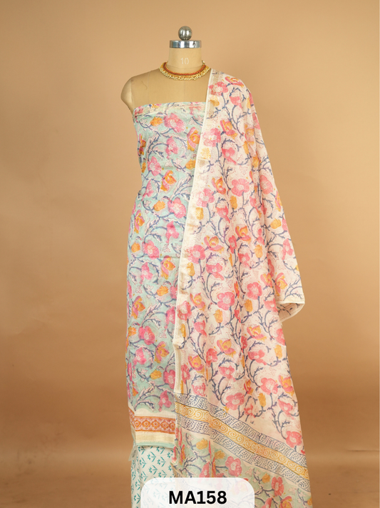 COTTON BLOCK PRINT WITH ZARI SALWAR SUIT Saree Story with Shanmuga Priya