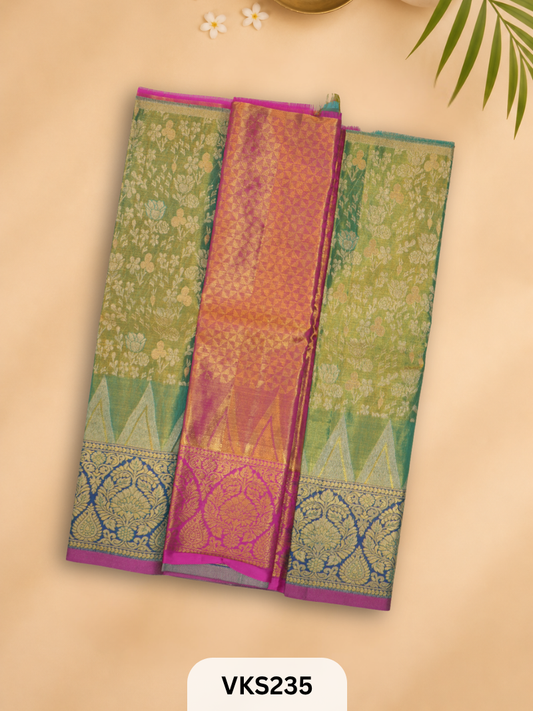 PURE KANCHIPURAM PATTU PAVADAI SET 1 - 2 YEAR