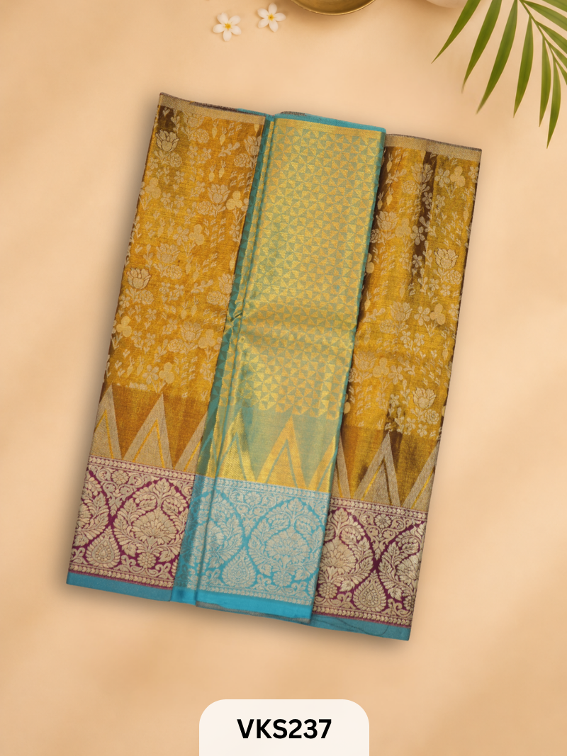 PURE KANCHIPURAM PATTU PAVADAI SET 1 - 2 YEAR