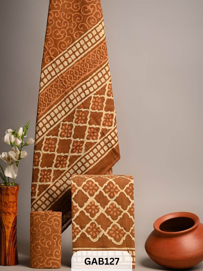 BEAUTIFUL HANDBLOCK COTTON SUITS WITH MULMUL COTTON DUPATTA