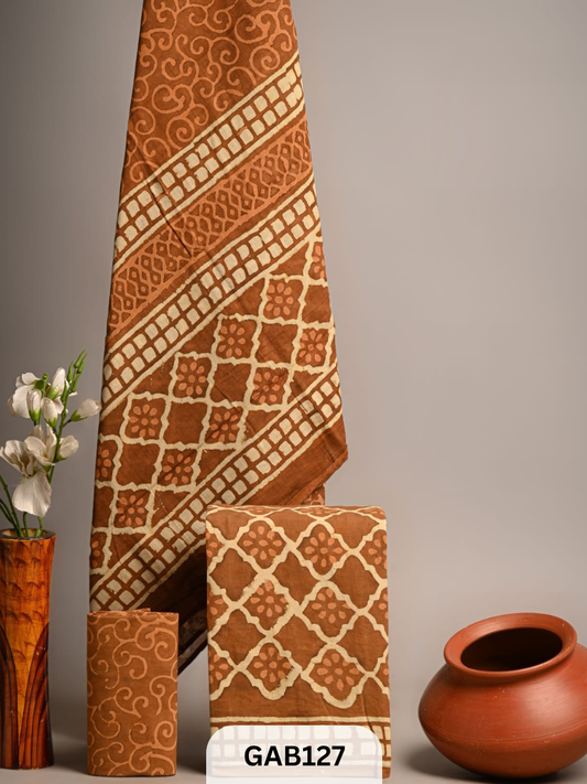 BEAUTIFUL HANDBLOCK COTTON SUITS WITH MULMUL COTTON DUPATTA
