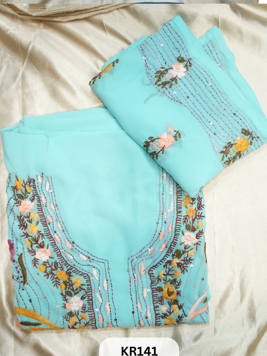 GEORGETTE SALWAR SUIT WITH BULLION | KANTHA KNOT