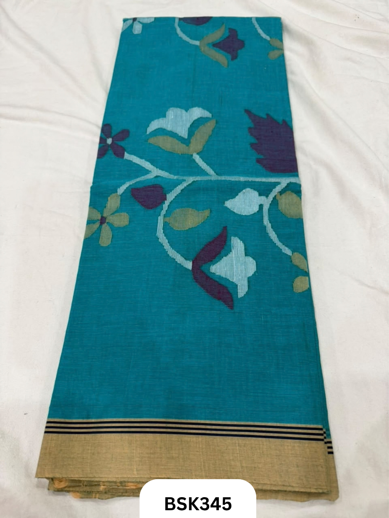 Handloom Pure Mul Cotton With Jamdhani Weave Saree