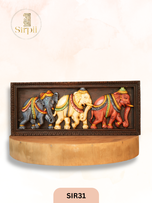 Wooden Elephant Wall Panel - Height 10" INCH, WIDTH 24"INCH