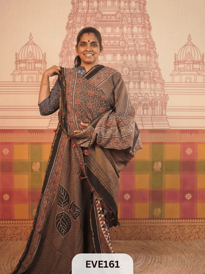 PURE CHANDERI SILK AJRAKH HANDBLOCK SAREE