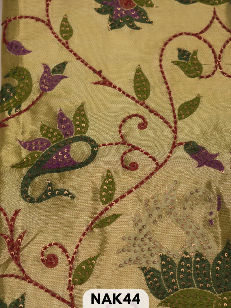 Semi Tussar paithani with Hand embroidry saree
