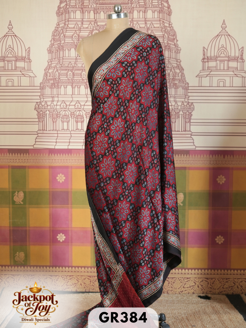 Modal Ajarkh Handblock saree