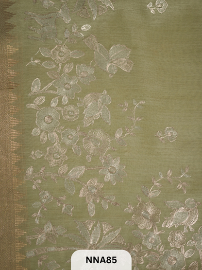 Pure Tussar Silk With Pitta Work - Metallic Theards