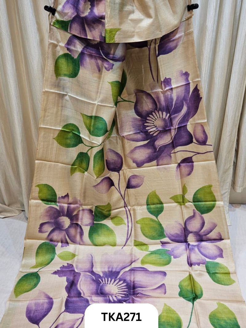 PURE HANDOWEN TUSSAR HAND PAINTED SAREE