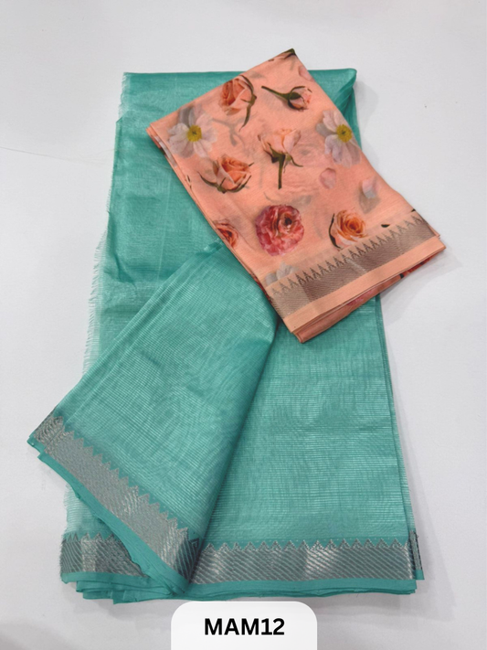 MANGALAGIRI HANDLOOM SAREE WITH NIZAM BORDER DUAL BLOUSE 😍 1 MTR IN SAREE AND 1 MTR DIGITAL  MANGALAGIRI BLOUSE FREE WITH IT
