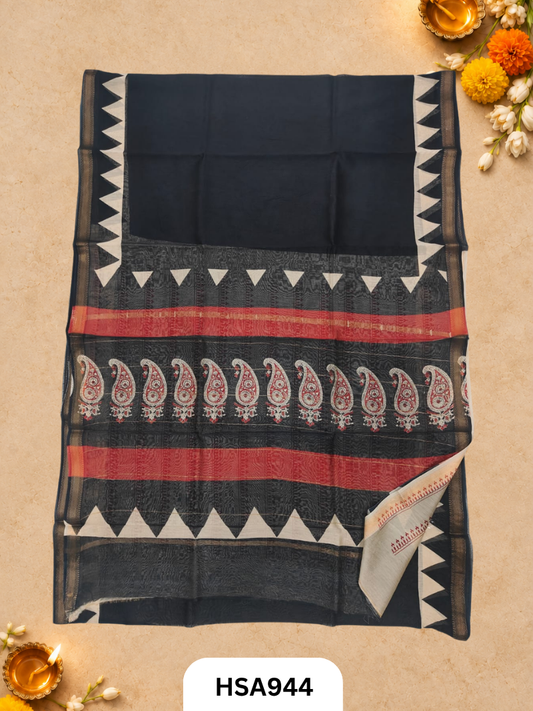 Pure Maheswari Silk Cotton - Handblock Print Saree With Blouse