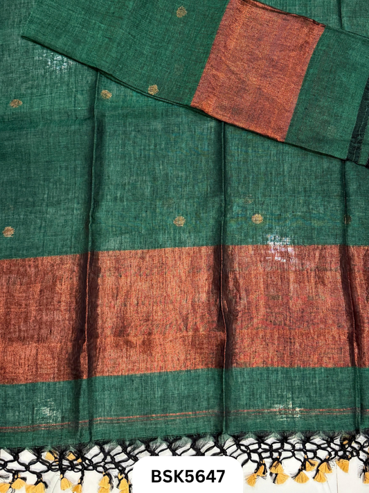 Handloom Pure Linen Pulka With Tissue Pallu Salwar Suit
