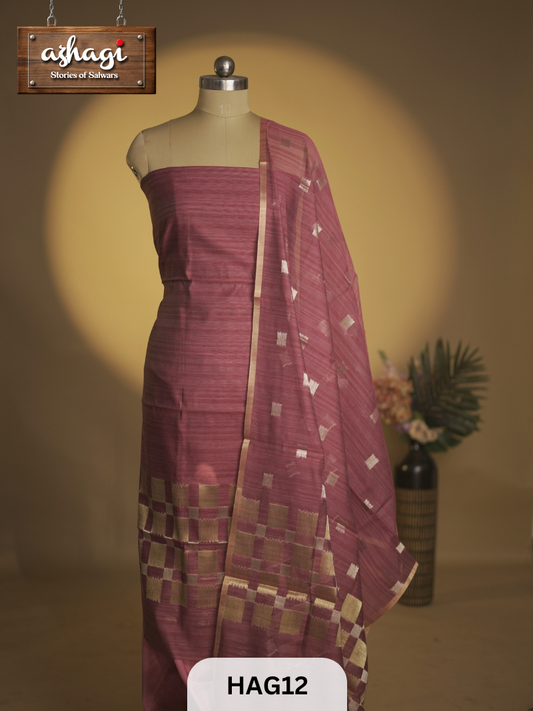 CHANDERI 3PCS SALWAR SUIT - UNSTITCHED SUIT