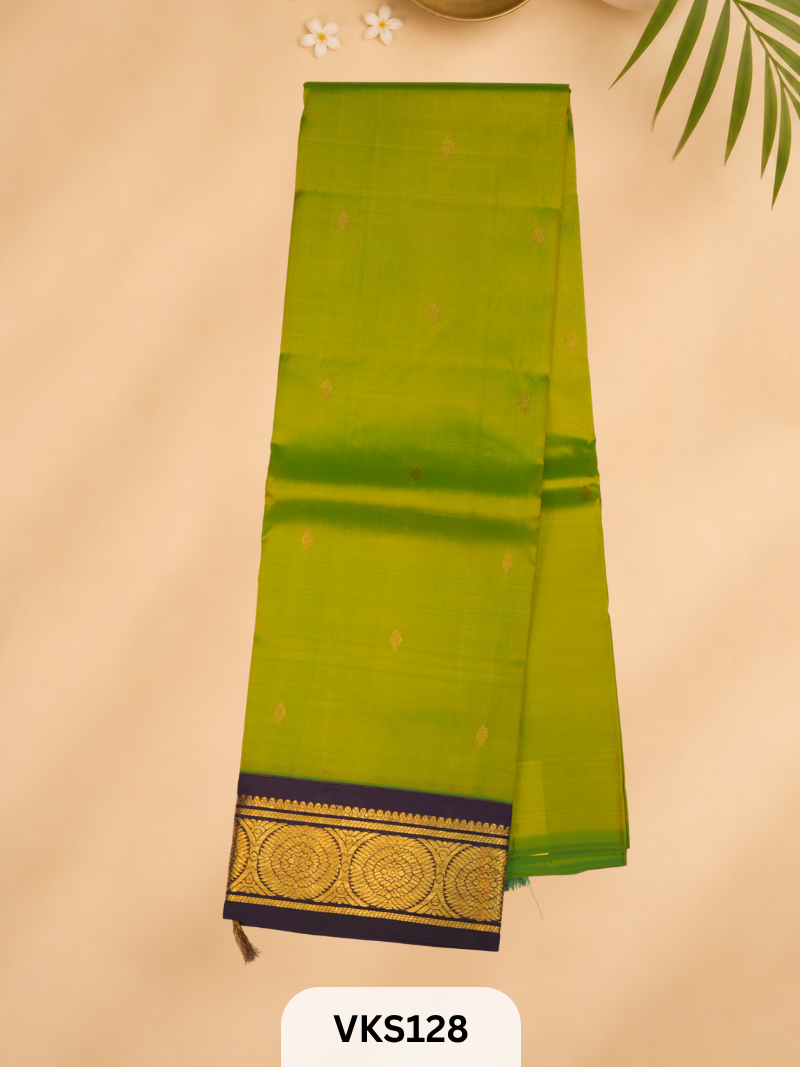 PURE KANCHIPURAM SILK SAREE WITH ONE SIDE BORDER