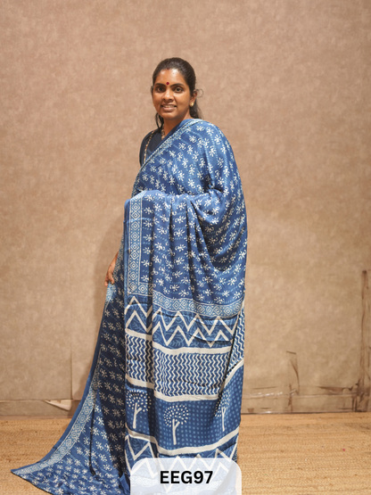 CHANDERI INDIGO SAREE