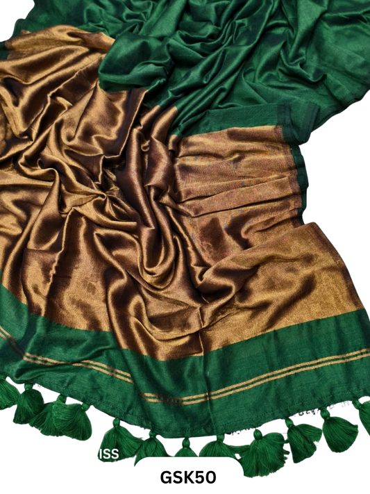 Plain Modal Tissue Saree With Blouse piece